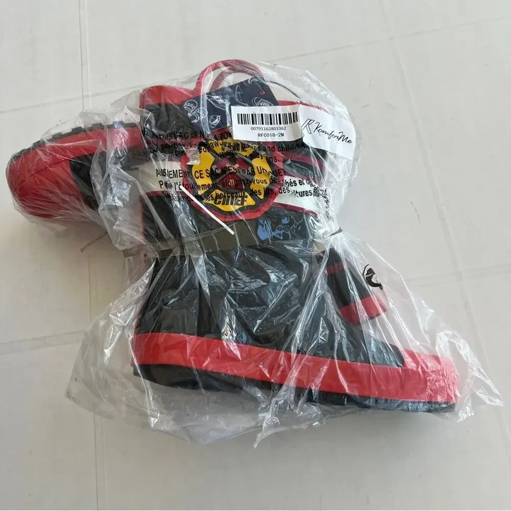 Kids Fire Chief Rain Boots - Red & Black